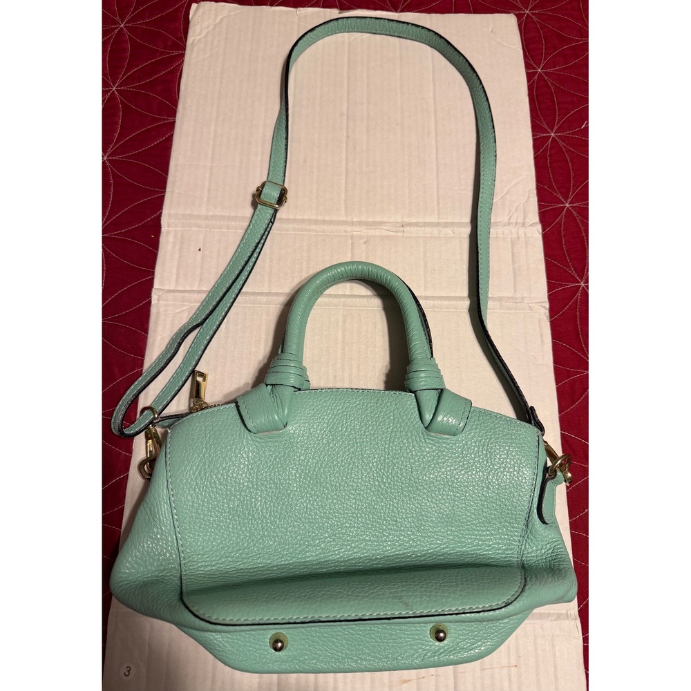 Italian Mint Green Leather Handbag Borse In Pelle Made In Italy 10x7x5 Crossbody
